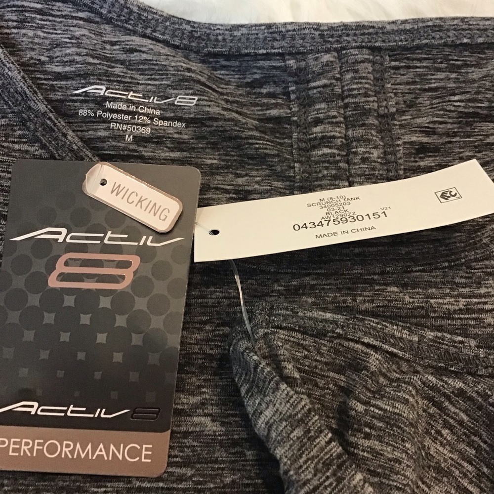 Activ8 Womens Black Scrunch Back Athletic Work-Out Tank Top Size Medium - Picture 9 of 9